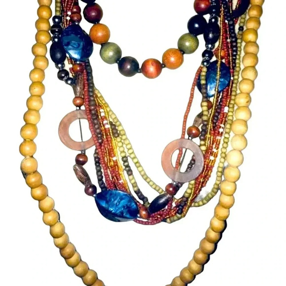 Lot of Wood Wooden Bead Beaded Necklaces - Picture 2 of 7